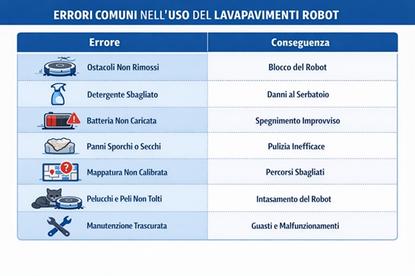errori lavapavimenti robot