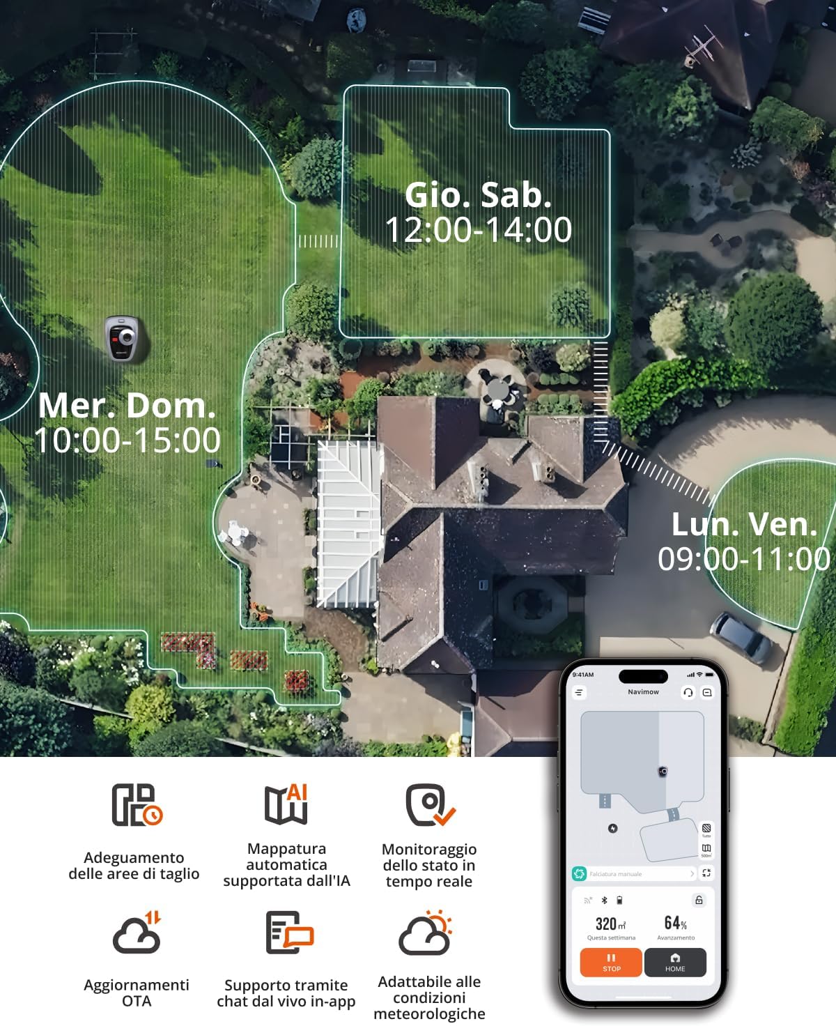 Taglio del prato vicino ai bordi